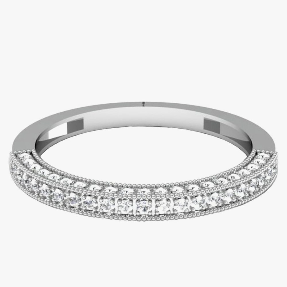 14K White Gold 0.40 carat Wedding Band Sz 5